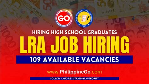 LRA Job Vacancies, Open for High School Graduates with 73 Vacant.